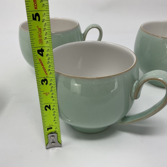 4 Denby Pure Green (retired) Stoneware Coffee Mugs - Picture 5 of 5
